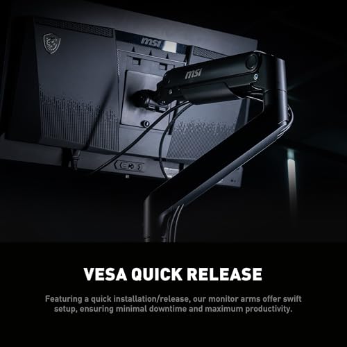 MSI MAG MT201D - Premium Heavy Duty Dual Monitor Stand Arms, 17-45" Support, VESA Compatible, Adjustable Spring Mount, 44 lbs per Screen, Clamp & Grommet, Quick Release Plate - Black - color: Black
