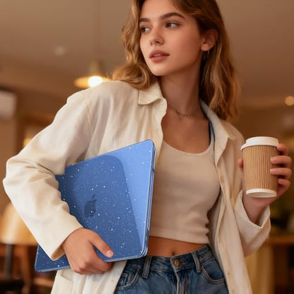 May Chen Compatible with MacBook Neo 13 inch Case 2026 Model A3404, Plastic Hard Shell,Keyboard Cover,Screen Protector,Dust Plug, for MacBook Neo 13" with A18 Pro Chip, Glitter Indigo - color: Glitter Indigo