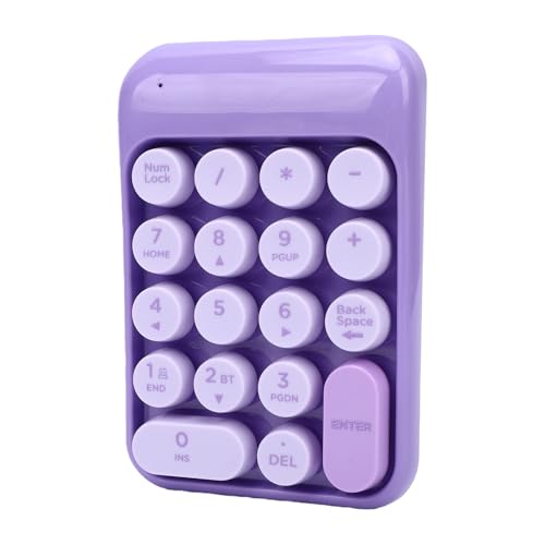 Wireless Numeric Keypad 18 Keys Bluetooth and 2.4G Number Pad with Ergonomic Concave Keycaps and Fade Print for Laptop Desktop Accounting Data Entry Spreadsheets (Purple) - color: Purple