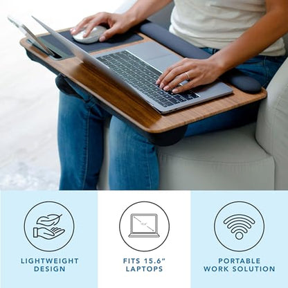 LAPGEAR Home Office Pro Lap Desk – Espresso Woodgrain, Fits 15.6” Laptops - color: Espresso Woodgrain, size: Home Office Pro W/Wrist Rest