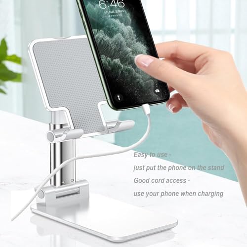 Phone Stand for Desk, Adjustable Foldable Cell Phone Holder for All Phones, Universal Desktop Cradle, Watch Video, Reading, Calling