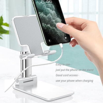 Phone Stand for Desk, Adjustable Foldable Cell Phone Holder for All Phones, Universal Desktop Cradle, Watch Video, Reading, Calling