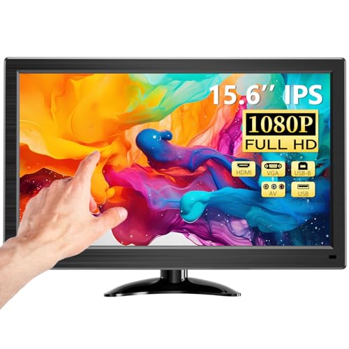 Prechen 15.6 Inch Portable Touchscreen Monitor, 1080P Touch PC Display | 60Hz, LED Backlit Multi-Touch Monitor, VESA, HDMI & VGA & TYPE-B Computer Touch Screen for Laptop Mini PC Phone