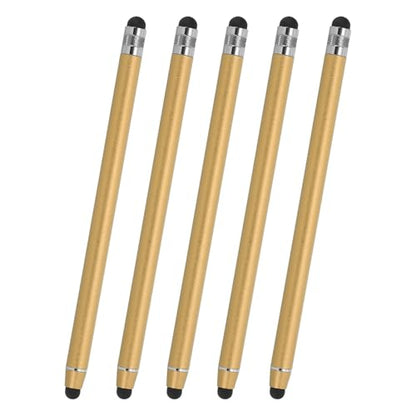 PATIKIL 5 Pcs Stylus Pens for Touch Screens, 2 in 1 High Sensitivity Universal Pen Capacitive Stylus for Phone Tablet Laptop Touch Screen Devices, Gold - color: Gold