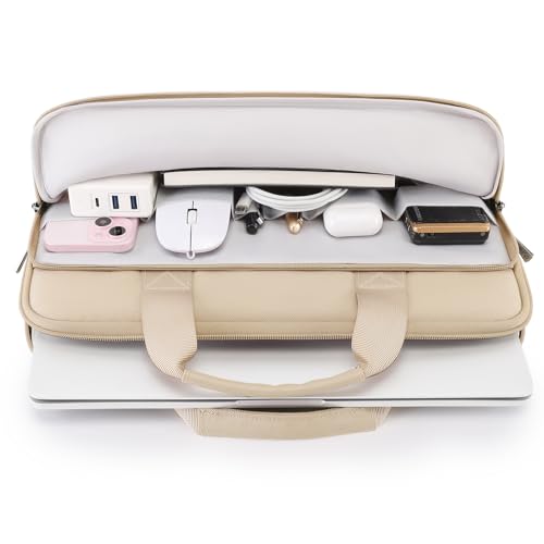 DOMISO 15.6 inch Laptop Case Sleeve Protective Cover Compatible with 16 inch MacBook Pro M4 M3 M2/Pro Max,15.6-16 inch HP Dell ASUS Lenovo Chromebook,Waterproof Computer Cases Bag with Handle,Beige - color: Beige, size: 15.6 inch