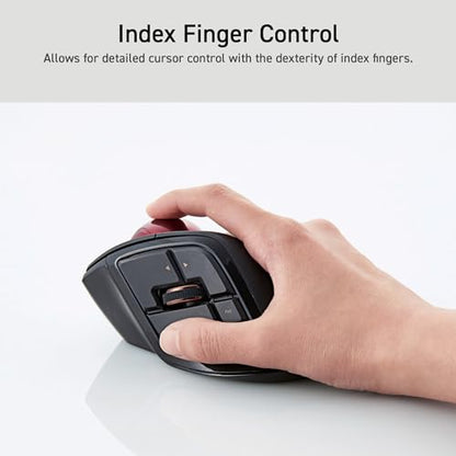 ELECOM DEFT PRO Trackball Mouse, Wired, Wireless, Bluetooth 3 Types Connection, Ergonomic Design, 8-Button Function, Red Ball, Windows11, MacOS (M-DPT1MRXBK) - style: Trackball Mouse