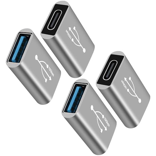 USB 3.0 to USB C 3.1 Adapter 4 Pack,10Gbps Double Sided Data Transfer, Bi-Directional Type-C (Female) to Type-A (Female) On The Go (OTG) Converter Connector Support Charging & Data Sync for Laptop, PC - color: USB A Female to USB C Female, size: 4 Pack