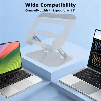 Adjustable Laptop Stand Computer Riser for Desk, Silver | Stable Metal Base, Height & Angle Adjustment, Ergonomic & Foldable, Heat Dissipation Design, Wide Compatibility - color: Silver