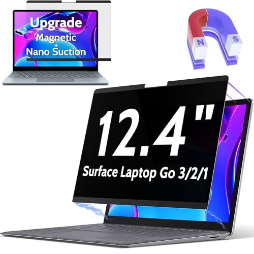 Peslv Magnetic Privacy Screen for Surface Laptop Go 3/2/1 12.4 Inch, Removable Anti Blue Light Glare Filter, Black Security Private Apy Block Protector - size: Surface Laptop Go 12.4 Inch (3/2/1)