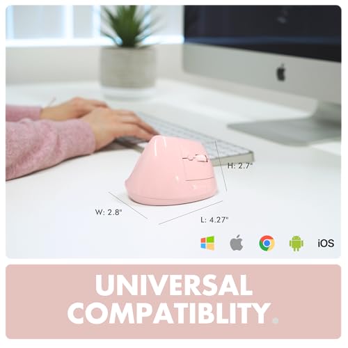 X9 Performance Wireless Vertical Ergonomic Mouse - (BT + 2.4Ghz) - Click in Comfort - Up to 4000 DPI, 6 Button, Rechargeable - Bluetooth Ergonomic Vertical Mouse Wireless - for Mac and PC - Pink - color: Pink