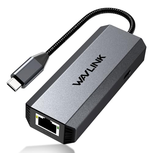 WAVLINK USB C to Ethernet Adapter 2.5 Gbps, USB to 2.5G Ethernet Adapter with 95W Power for Laptop, USB-C to RJ45 Network Converter (Thunderbolt 4/3 Compatible) for Windows, Mac OS, iPad OS and More | 95W Power for Laptop, USB-C to RJ45 Network Converter