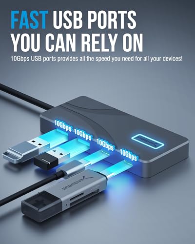 SABRENT USB C Hub 5-in-1, 10Gbps USB-A & USB-C Ports, Single 4K@60Hz HDMI, 100W PD Input, 80W Laptop Charging, Compact Aluminum Docking Station for MacBook, iPad, Laptops & Tablets (HB-TG5P) - color: Matte Black