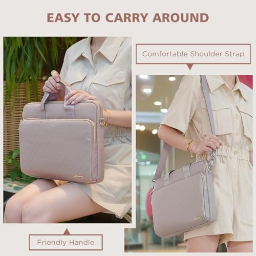 KIZUNA Laptop Sleeve Case 14 Inch Computer Shoulder Bag for 15" MacBook air M3 M2/Lenovo IdeaPad Slim 3i/IdeaPad Flex 5/15.4 MacBook Pro/14 Yoga Slim Pro X/14.4" Surface Laptop Studio 2/HP/Dell,Khaki - color: Khaki, size: 14 Inch