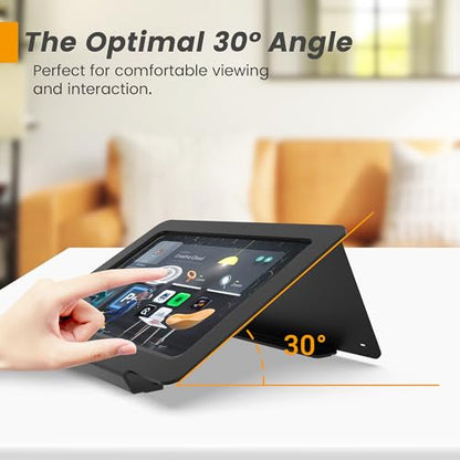 Tablet Desk Stand, All Metal 30 Ergonomic with Security Cable Lock for Office, POS Counter, Reception - Compatible with iPad 10th (10.9"), Pro 11", Air 4/5, Air 11" (M2/M3/M4), iPad 11" (A16) - color: Black