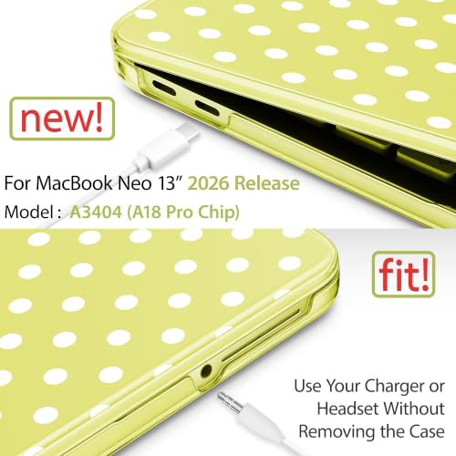 May Chen Compatible with MacBook Neo 13 inch Case 2026 Model A3404, Plastic Hard Shell,Keyboard Cover,Screen Protector,Dust Plug, for MacBook Neo 13" with A18 Pro Chip, Citrus Polka dot - color: Citrus Polka dot