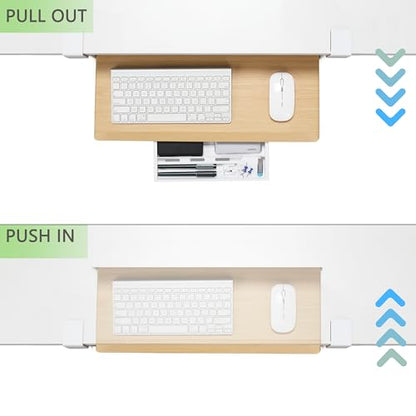 ETHU Under Desk Keyboard Tray - Small Slide Out Keyboard Shelf with C Clamp Mount, 19.7" x 11.8" Ergonomic Pull Out Tray for Home Office Desk,Oak - color: Oak, size: Small