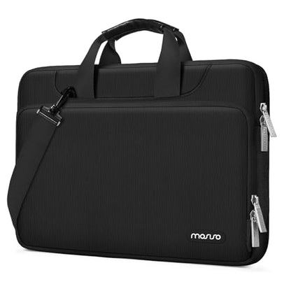 MOSISO 360 Protective Laptop Bag 15.6 inch, 15-16 inch Computer Bag | Compatible with MacBook Air 15 inch/Pro 16 inch, HP,Dell,Lenovo,Asus, Laptop Carrying Case with Strap&Handl, Black - color: Black, size: 16 inch