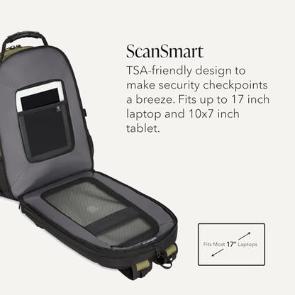 SWISSGEAR 1900 ScanSmart Laptop Backpack, Fits Most 17-Inch Laptops, TSA-Friendly Lay-Flat Design, RFID Protection, and Tablet Pocket, Black, 31L, 18.5-Inch - color: Olive Branch