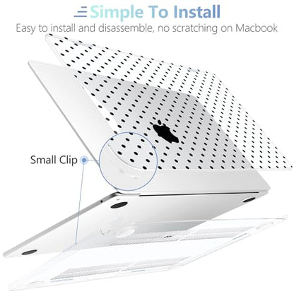 MEEgoodo for M5/M4/M3/M2 MacBook Air 15 inch Case 2026 2025 2024 2023, Case Fit Model (A3448/A3241/A3114/A2941) for MacBook Air 15.3 inch, Poka Dot Black - color: Poka Dot Black