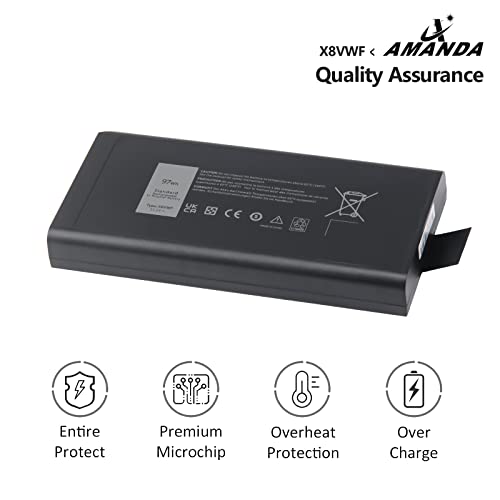 97Wh X8VWF CJ2K1 Battery for Dell Latitude 14 Rugged 5404 5414 E5404 7404 | for Latitude 7414 E7404 Series P45G P45G002 P46G P46G001 P46G002 DKNKD 5XT3V VCWGN XN4KN XRJDF YGV51 4XKN5 453-BBBE 453-BBBD - size: 8*4*1.6inch X8VWF