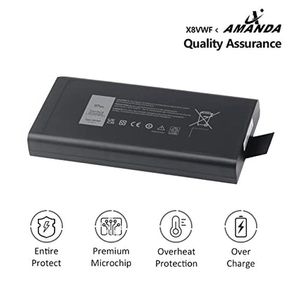 97Wh X8VWF CJ2K1 Battery for Dell Latitude 14 Rugged 5404 5414 E5404 7404 | for Latitude 7414 E7404 Series P45G P45G002 P46G P46G001 P46G002 DKNKD 5XT3V VCWGN XN4KN XRJDF YGV51 4XKN5 453-BBBE 453-BBBD - size: 8*4*1.6inch X8VWF