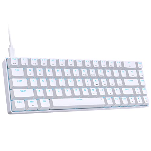 DIERYA T68SE 60% Gaming Mechanical Keyboard,Ultra Compact Mini 68 Key with Brown Switch Wired Keyboard,Anti-Ghosting Keys, for Windows Laptops and PC Gamers,White - color: White/Brown Switch, size: Wired