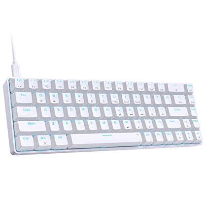 DIERYA T68SE 60% Gaming Mechanical Keyboard,Ultra Compact Mini 68 Key with Blue Switches Wired Keyboard,Anti-Ghosting Keys, for Windows Laptops and PC Gamers,White - color: White/Blue Switch, size: Wired