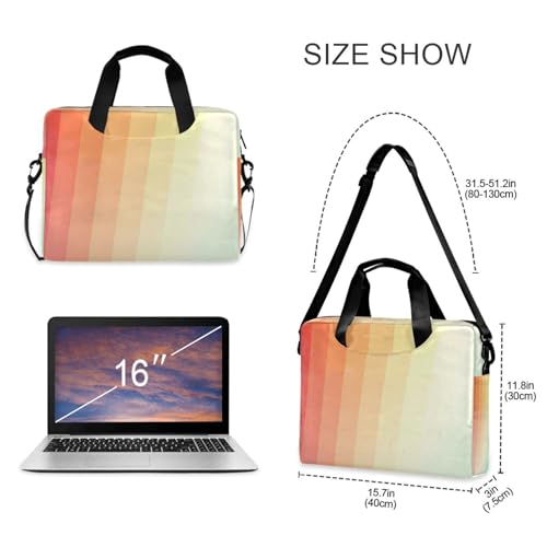 Travel Laptop Sleeve Bag Portable Crossbody Messenger with Handle and Shoulder Strap 15.6 inch Case Hard Cover with Zipper Retro Vintage Stripes Retro