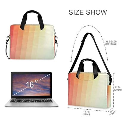 Travel Laptop Sleeve Bag Portable Crossbody Messenger with Handle and Shoulder Strap 15.6 inch Case Hard Cover with Zipper Retro Vintage Stripes Retro