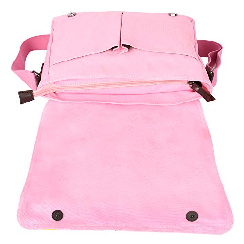 Canvas Cute Cat Kitty Messenger Bag Girls Crossbody Bag Shoulder Bag Cute Satchel School Bag - color: Pink