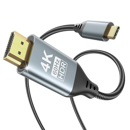 USB C to HDMI Cable for Home Office 6.6FT（4K@60Hz） High-Speed HDMI 2.0 Braided Cord, Thunderbolt 3/4 Compatible for MacBook, iPhone 15/16 Pro/Max,iPad Pro,iMac,Galaxy S8-S25 - size: 6.6FT