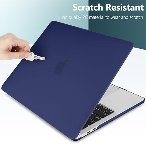 for MacBook Pro 13 inch Case 2023 2022 2021 2020 Release Model: A2338 M2/M1 A2289 A2251 with Touch Bar & Touch ID, Frosted Matte Plastic Hard Shell Case & Keyboard Cover, Navy Blue - color: Navy Blue