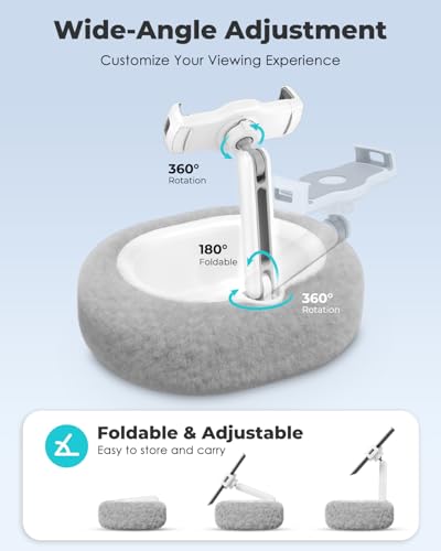Viozon Tablet Pillow Stand,Kindle Pillow Stand, Compatible with 4-11" Tablet/Phone with Small Bowl, Kindle Holder Accessories,Idea for Reading and Video Watching On Bed,Gray - color: Grey