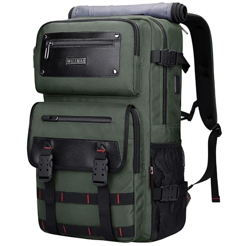 WITZMAN Travel Backpack for Men Duffle Bags Fits 17 Inch Laptop | Nylon Water-resistant 3-in-1 Carry on Backpack Airline Approved, Large Convertible Overnight Rucksack, B685 Army Green - color: Army Green