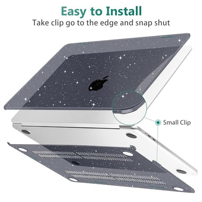 May Chen Case for MacBook Air 13/13.6-inch (M5/M4/M3/M2, 2022-2026 Models A3449 A3240 A3113 A2681), Lightweight | Closes Seamlessly | Ideal for Work Hard Shell Case, Crystal Black Glitter - color: Crystal Black Glitter
