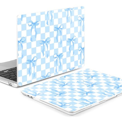 MEEgoodo Case for M5/M4/M3/M2 MacBook Air 13 inch Case 2026 2025 2024 2022, Fit Model A3449/A3240/A3113/A2681, Laptop Hard Shell Compatible with MacBook Air 13.6-inch, Blue&White Checkers&Bows - color: Blue&White Checkers&Bows