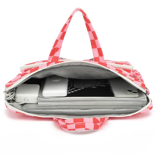DACHEE Laptop Shoulder Bag for 15 Inch/15.6 Inch Macbook Pro - color: New Pink Checher