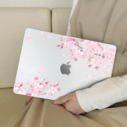 Designed for M5/M4/M3/M2 MacBook Pro 14 inch Case 2025 2024 2023 2021 Model, Ultra-Thin Hard Shell Case with Keyboard Cover & USB Adapter & Webcam Cover, Cherry Blossoms - color: Fluttering Cherry Blossoms