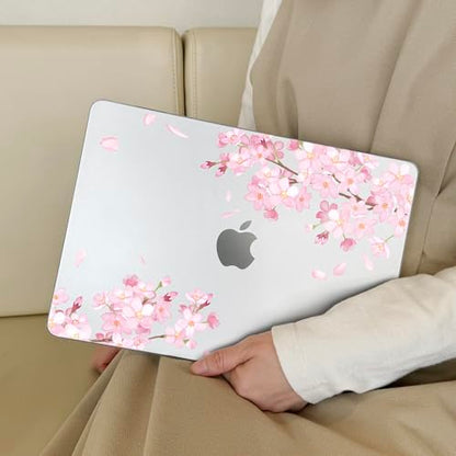 Designed for M5/M4/M3/M2 MacBook Pro 14 inch Case 2025 2024 2023 2021 Model, Ultra-Thin Hard Shell Case with Keyboard Cover & USB Adapter & Webcam Cover, Cherry Blossoms - color: Fluttering Cherry Blossoms