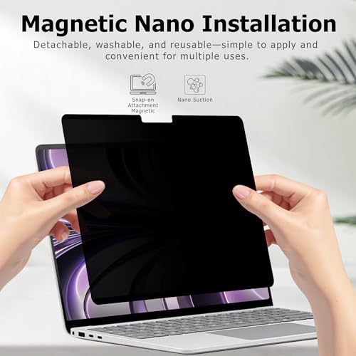 Adeway Privacy Screen for MacBook Air M5/M4/M3/M2/M1 13.6 Inch (2022–2026) | Anti-spy, Magnetic Attachment with Nano Adhesive, Blue Light Reduction & Anti-Glare, Ideal for Office - size: Macbook Air 13.6 Inch (2022-2025)