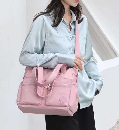 Tote Bag for Women Nylon Purse and Handbags Tote Purse Crossbody Bag Messenger Bag - color: Light Blue
