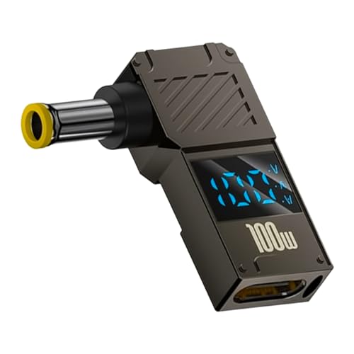 Poyiccot 5.0x1.0mm DC Male Connector Jack, USB C Female to DC 5.0x1.0mm Adapter, 90 Degree 100W Output 20V 5A Power Adapter with LED Digital Display Charging Connector for Laptop, 1Pack - color: 5.0X1.0mm