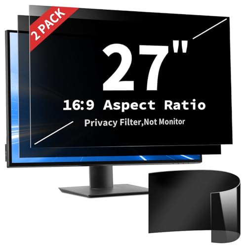 2 Pack 27 Inch Privacy Screen Filter for 16:9 Curved and Flat | Removable Anti Glare & Blue Light & UV Reduces Eye Strain, ±30° Privacy Filter for Monitors Keeps Data Safe, Lightweight - size: 2 Pack-27''Monitor Screen Protector (16:9)