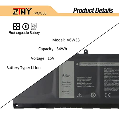 54Wh V6W33 Laptop Battery Replacement for Dell Inspiron 3510 3511 3515 5310 | 5410 5418 5510 5515 5518 5625 5630 5635 7415 7435 7425 7430 7445 2-in-1 Latitude 3320 3330 3420 3520 Vostro 3515 3525 4-Cell - size: 11.22*3.54*0.2 inch V6W33