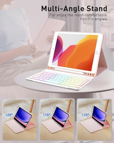 Keyboard Case for Amazon Fire HD 10/10 Plus 10.1 inch 2021/2023(11/13th Generation), Slim 7 Color Rainbow Backlight Detachable Magnetic Keyboard Cover with Pencil Holder (Teal+Black) - color: Teal+Black