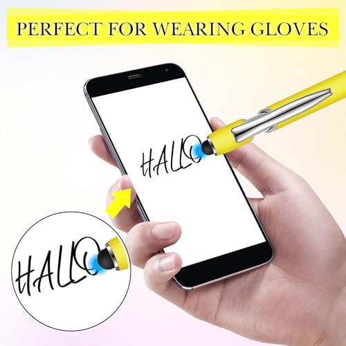 Zonon 38 Pieces Rubberized Ballpoint Pen with Stylus Tip Stylish Metal Pen Capacitive Styli with Soft Rubberized Grip, Black Ink for Most Devices(Yellow) - color: Yellow