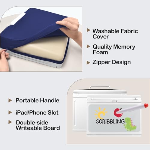 Lap Desk with Storage Cushion with iPad Slot Magnetic WhiteBoard | Washable Portable Writing Laptop Lap Desk for Home Office Couch Bed - Fits Up to 15.6 Inch Laptop