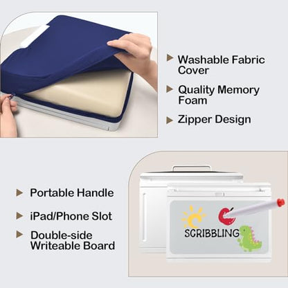 Lap Desk with Storage Cushion with iPad Slot Magnetic WhiteBoard | Washable Portable Writing Laptop Lap Desk for Home Office Couch Bed - Fits Up to 15.6 Inch Laptop
