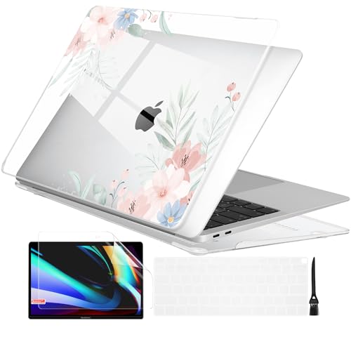 Batianda LumiArt Case for MacBook Air 13 inch 2018-2020, Lovely Flowers | Fits Model A2337 M1/A2179/A1932, 4-in-1 Bundle with Blue Daisy Vine Art, Ultra Slim Hard Shell for Students and Floral Lovers - color: Cute flower