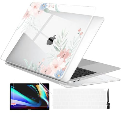 Batianda LumiArt Case for MacBook Air 13 inch 2018-2020, Lovely Flowers | Fits Model A2337 M1/A2179/A1932, 4-in-1 Bundle with Blue Daisy Vine Art, Ultra Slim Hard Shell for Students and Floral Lovers - color: Cute flower